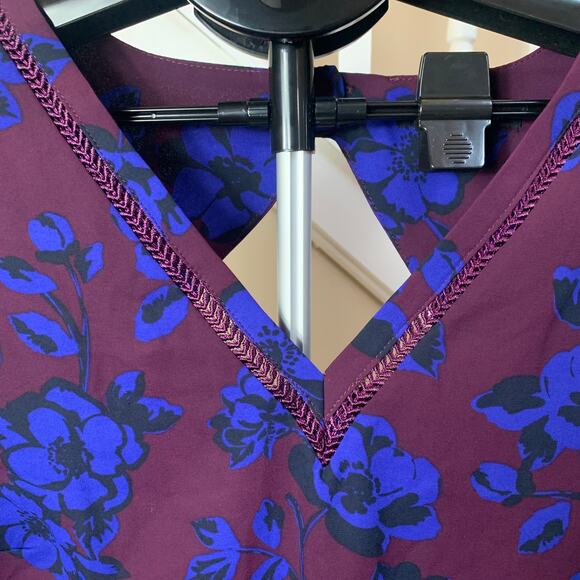 41 Hawthorn Long Sleeve Blouse 1x Burgandy Blue Floral - Picture 2 of 6